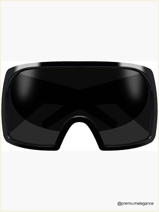 Oversized Wrap Around Shield Sunglasses Futuristic Rave Curved Lens Shades main image 5